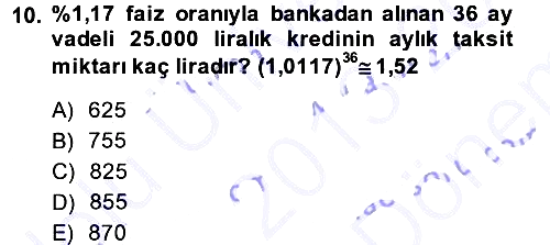 Genel Matematik 2013-2014 Dönem Sonu Sınavı - 10. soru