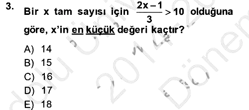 Genel Matematik 2014-2015 Dönem Sonu Sınavı - 3. soru