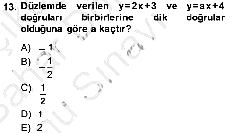 Genel Matematik 2014-2015 Dönem Sonu Sınavı - 13. soru