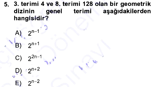 Genel Matematik 2015-2016 Dönem Sonu Sınavı - 5. soru