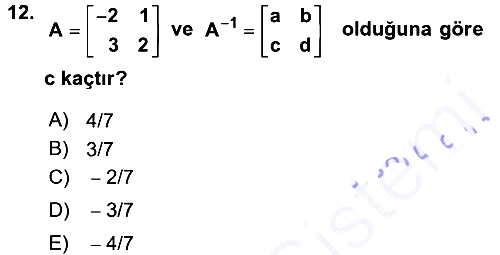 Genel Matematik 2015-2016 Dönem Sonu Sınavı - 12. soru