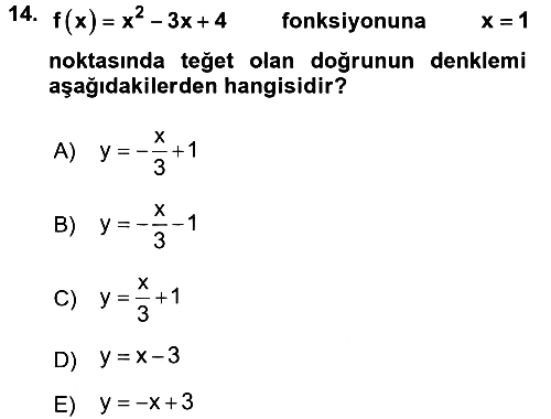 Genel Matematik 2015-2016 Dönem Sonu Sınavı - 14. soru