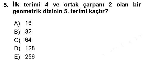 Genel Matematik 2016-2017 Dönem Sonu Sınavı - 5. soru