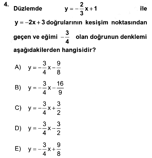 Genel Matematik 2018-2019 Dönem Sonu Sınavı - 4. soru