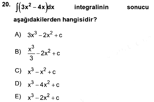 Genel Matematik 2018-2019 Dönem Sonu Sınavı - 20. soru