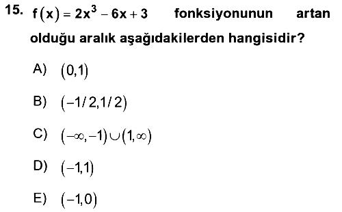 Genel Matematik 2019-2020 Dönem Sonu Sınavı - 15. soru