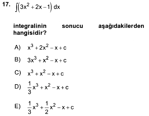 Genel Matematik 2019-2020 Dönem Sonu Sınavı - 17. soru