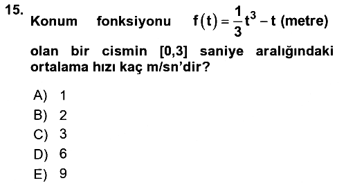 Genel Matematik 2021-2022 Dönem Sonu Sınavı - 15. soru
