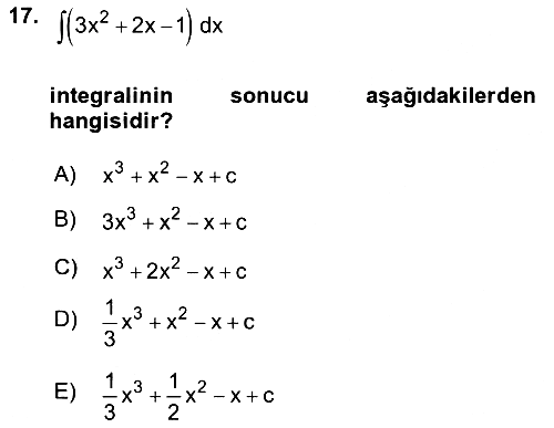 Genel Matematik 2021-2022 Dönem Sonu Sınavı - 17. soru