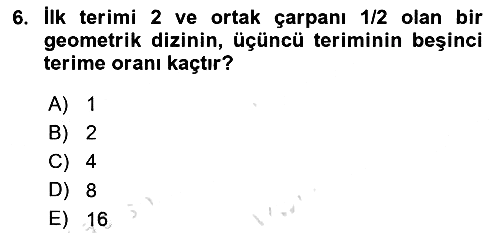 Genel Matematik 2022-2023 Dönem Sonu Sınavı - 6. soru