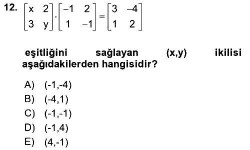 Genel Matematik 2022-2023 Dönem Sonu Sınavı - 12. soru