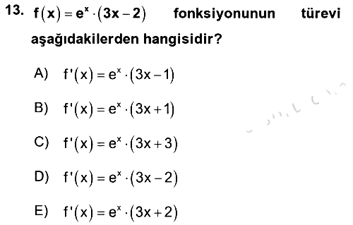 Genel Matematik 2022-2023 Dönem Sonu Sınavı - 13. soru