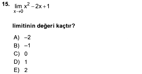 Genel Matematik 2022-2023 Dönem Sonu Sınavı - 15. soru