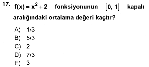 Genel Matematik 2022-2023 Dönem Sonu Sınavı - 17. soru