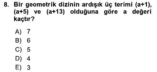 Genel Matematik 2024-2025 Dönem Sonu Sınavı - 8. soru