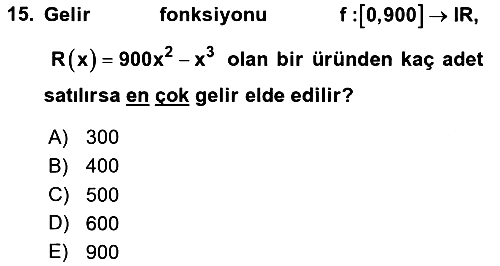 Genel Matematik 2024-2025 Dönem Sonu Sınavı - 15. soru