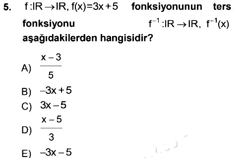 Genel Matematik 2013-2014 Tek Ders Sınavı - 5. soru