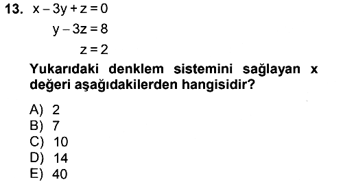 Genel Matematik 2013-2014 Tek Ders Sınavı - 13. soru