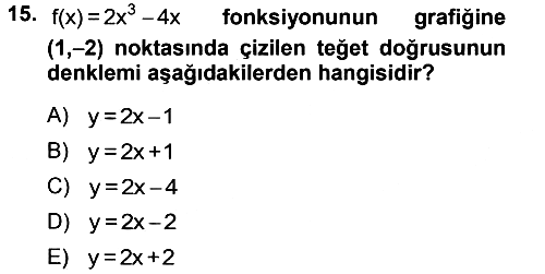 Genel Matematik 2013-2014 Tek Ders Sınavı - 15. soru