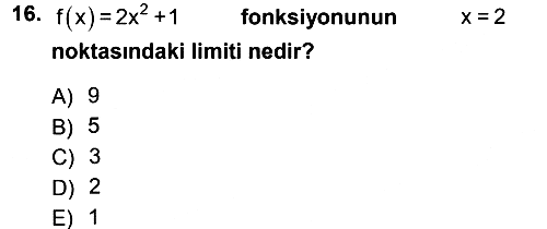 Genel Matematik 2013-2014 Tek Ders Sınavı - 16. soru