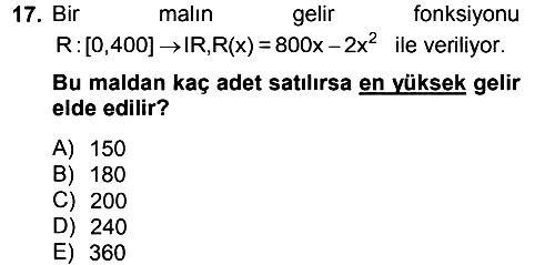 Genel Matematik 2013-2014 Tek Ders Sınavı - 17. soru