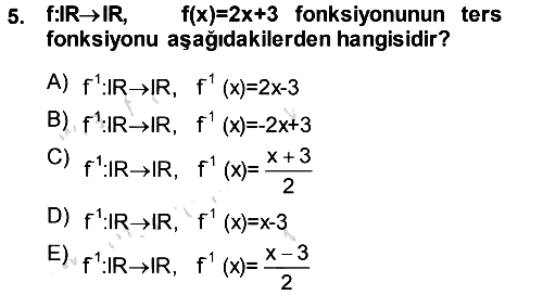Genel Matematik 2014-2015 Tek Ders Sınavı - 5. soru