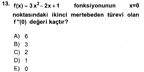 Genel Matematik 2015-2016 Tek Ders Sınavı - 13. soru
