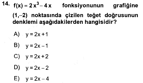 Genel Matematik 2015-2016 Tek Ders Sınavı - 14. soru