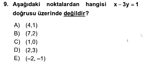 Genel Matematik 2018-2019 Yaz Okulu Sınavı - 9. soru