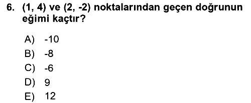 Genel Matematik 2020-2021 Yaz Okulu Sınavı - 6. soru