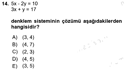 Genel Matematik 2020-2021 Yaz Okulu Sınavı - 14. soru