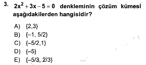 Genel Matematik 2021-2022 Yaz Okulu Sınavı - 3. soru