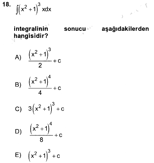 Genel Matematik 2021-2022 Yaz Okulu Sınavı - 18. soru