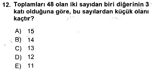Genel Matematik 2023-2024 Yaz Okulu Sınavı - 12. soru