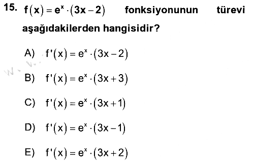 Genel Matematik 2023-2024 Yaz Okulu Sınavı - 15. soru