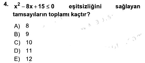 Genel Matematik 2024-2025 Yaz Okulu Sınavı - 4. soru