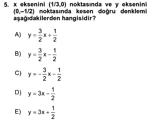 Genel Matematik 2024-2025 Yaz Okulu Sınavı - 5. soru