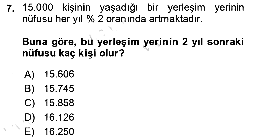 Genel Matematik 2024-2025 Yaz Okulu Sınavı - 7. soru