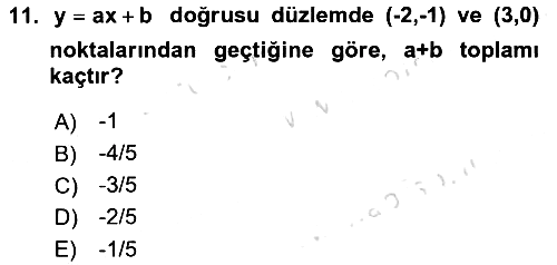 Genel Matematik 2025-2026 Ara Sınav - 11. soru