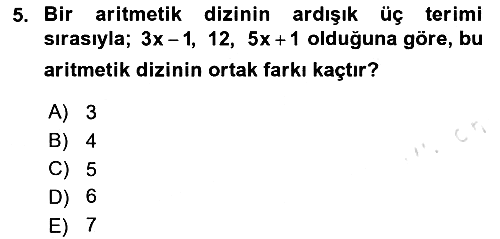 Genel Matematik 2025-2026 Dönem Sonu Sınavı - 5. soru
