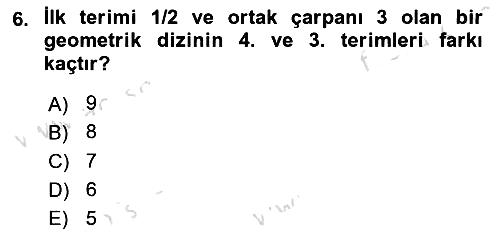 Genel Matematik 2025-2026 Dönem Sonu Sınavı - 6. soru