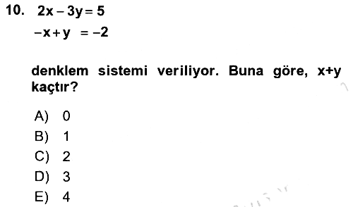 Genel Matematik 2025-2026 Dönem Sonu Sınavı - 10. soru