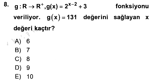 Genel Matematik 2025-2026 Yaz Okulu Sınavı - 8. soru