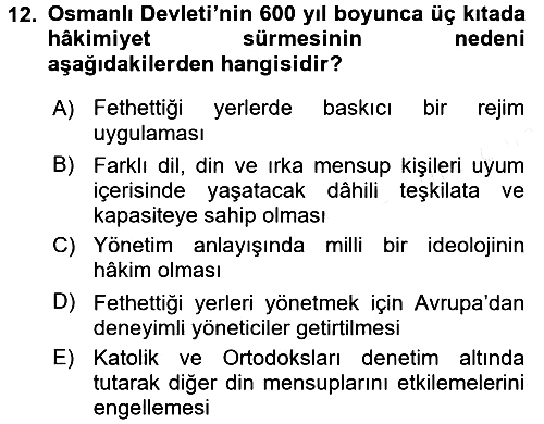 Genel Uygarlık Tarihi 2017-2018 3 Ders Sınavı - 12. soru