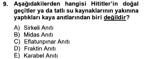 Genel Uygarlık Tarihi 2012-2013 Ara Sınav - 9. soru