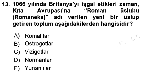 Genel Uygarlık Tarihi 2023-2024 Ara Sınav - 13. soru