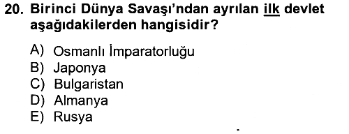 Genel Uygarlık Tarihi 2012-2013 Dönem Sonu Sınavı - 20. soru
