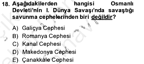 Genel Uygarlık Tarihi 2014-2015 Dönem Sonu Sınavı - 18. soru