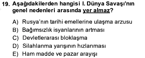 Genel Uygarlık Tarihi 2014-2015 Dönem Sonu Sınavı - 19. soru
