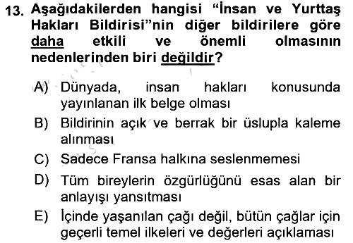 Genel Uygarlık Tarihi 2015-2016 Dönem Sonu Sınavı - 13. soru